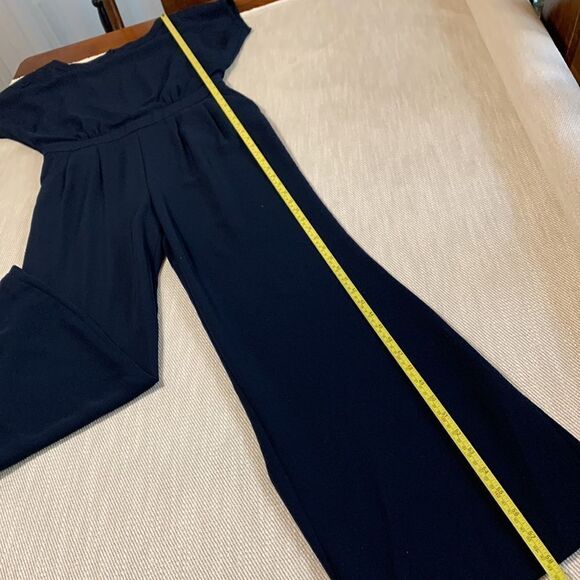 ELIZA J  Jumpsuit Cap Sleeve Wide Leg pockets back zip closure navy women size 4 - Picture 15 of 16